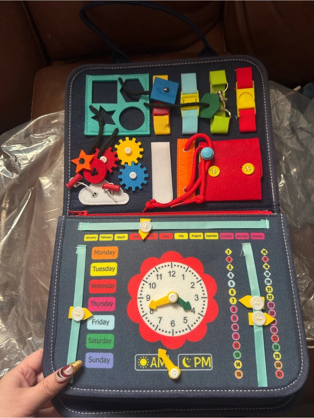 Kids Busy Book Activity Tote - Navy Blue Interactive Learning Playset